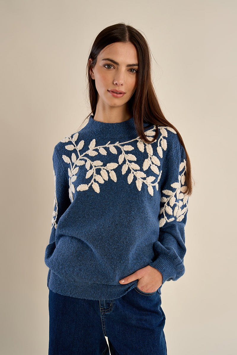 Willow Vine Sweater - Blue Denim
