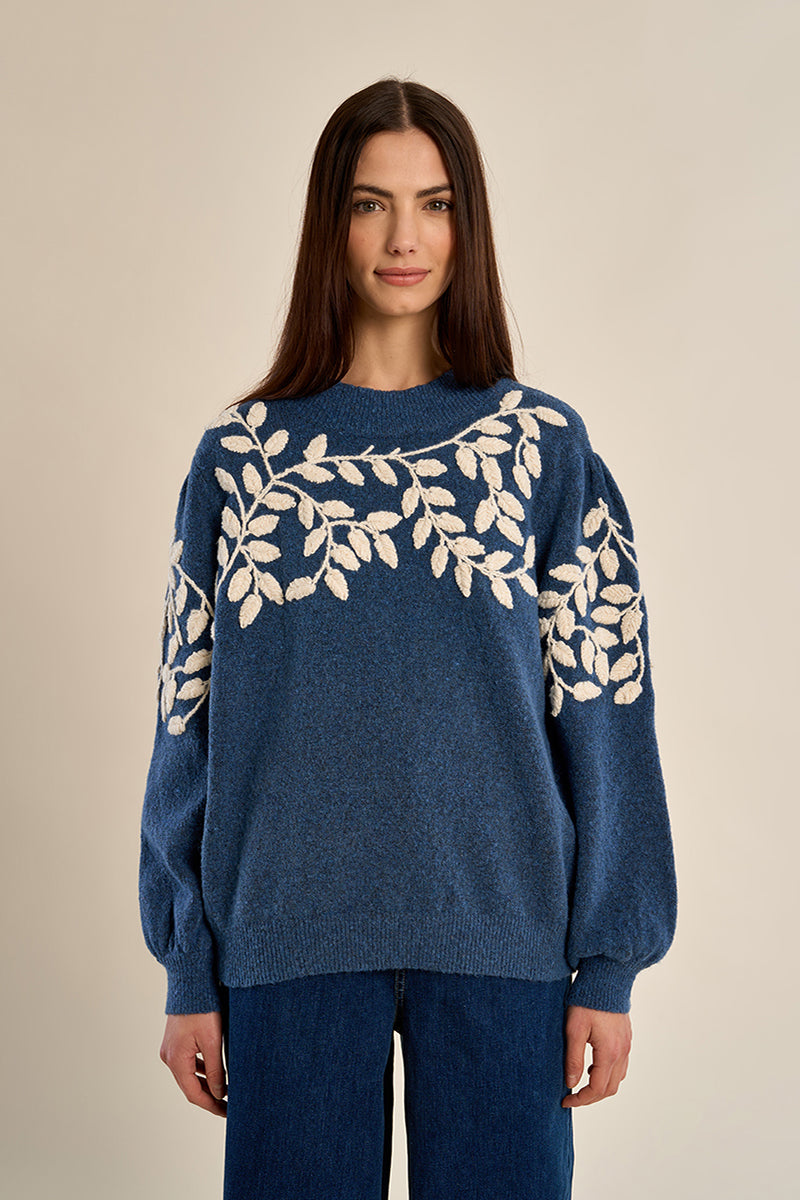 Willow Vine Sweater - Blue Denim