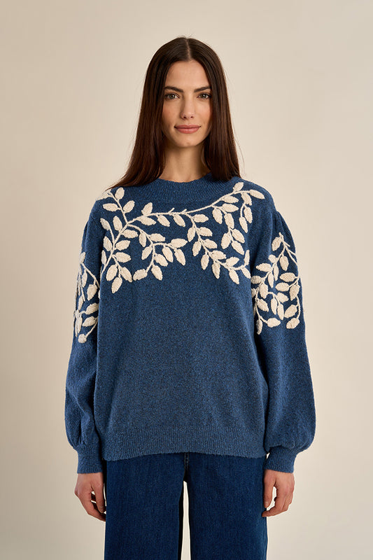 Willow Vine Sweater - Blue Denim