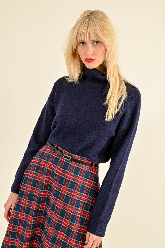 Sadie Turtleneck Sweater - Navy Blue