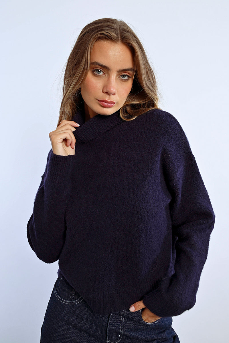 Sadie Turtleneck Sweater - Navy Blue