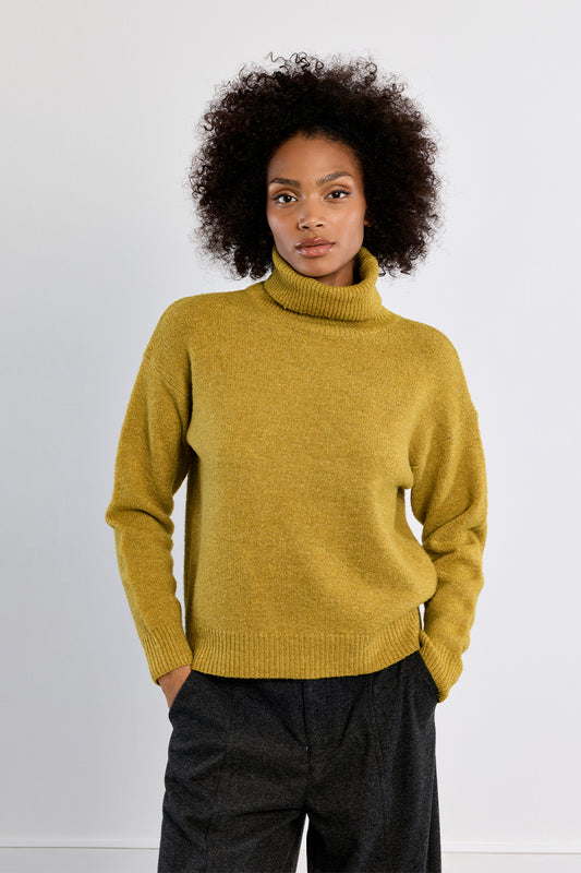 Plain Turtleneck Sweater - Lime Green