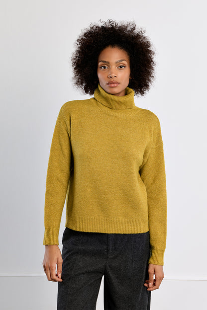 Plain Turtleneck Sweater - Lime Green