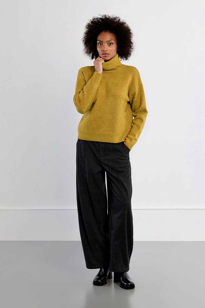Plain Turtleneck Sweater - Lime Green