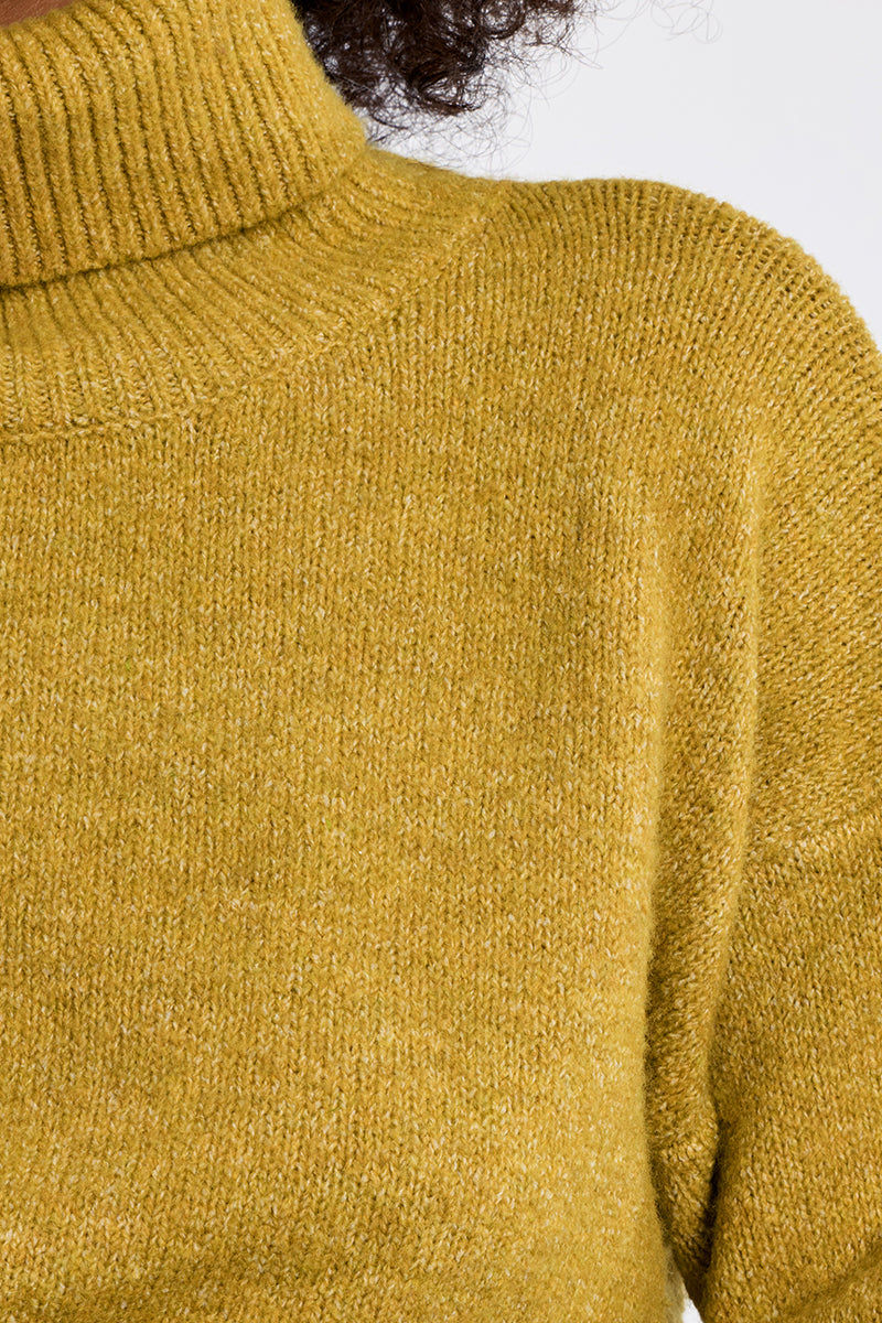 Plain Turtleneck Sweater - Lime Green
