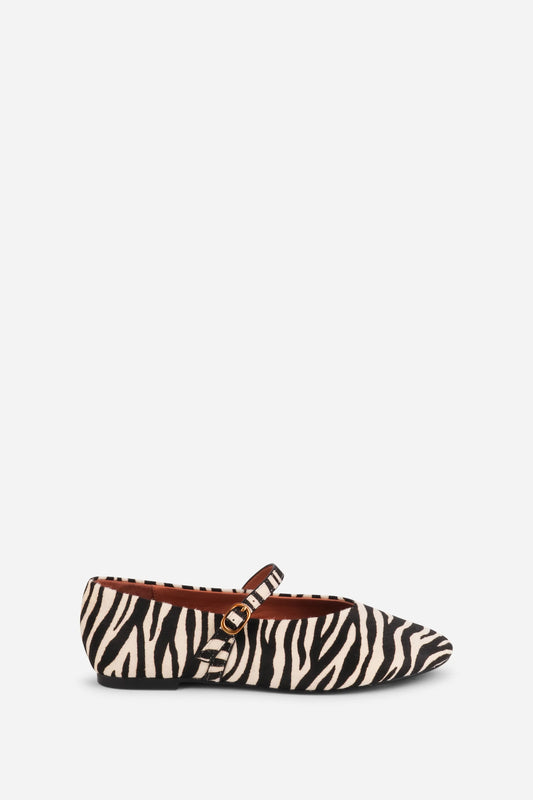 Larisa Calf Hair Mary Jane Flat Shoe - Cowhide