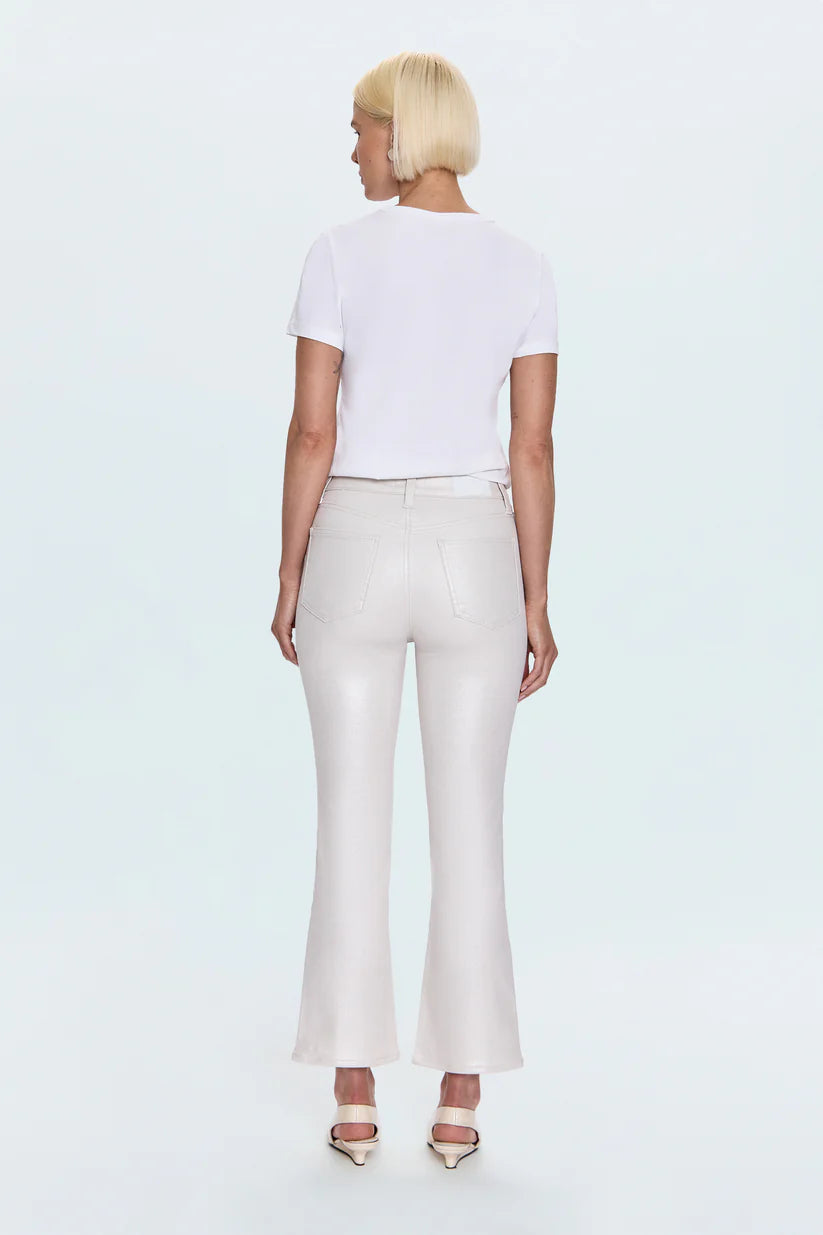 Lennon High Rise Crop Boot Pant - Ivory Luster