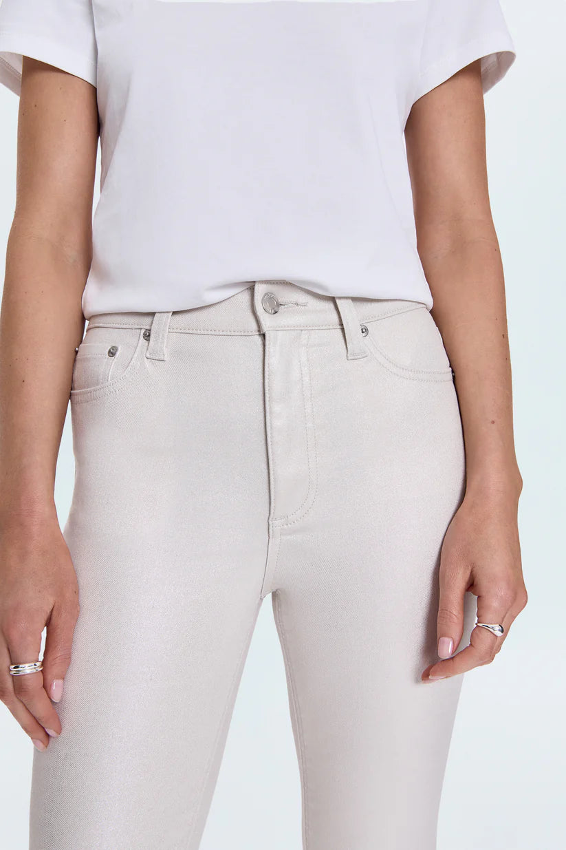 Lennon High Rise Crop Boot Pant - Ivory Luster