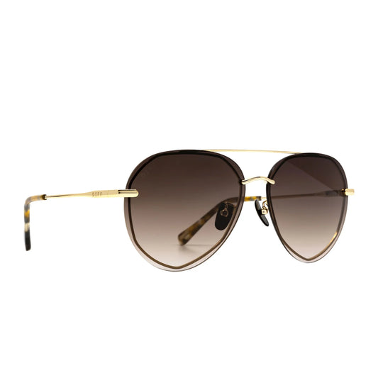 DIFF Eyewear - Lenox - Gold Sea Tortoise Tips Brown Gradient Sunglasses