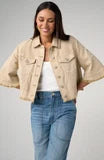 3/4 Sleeve Frayed Flounce Jacket - Light Khaki