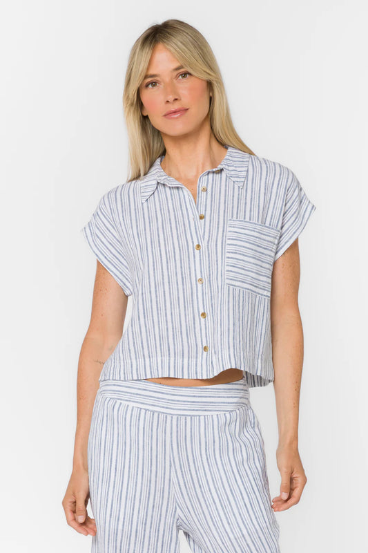 Lucky Linen Shirt - Washed Blue Stripe