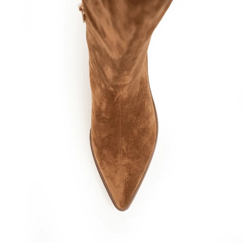 Lawrence Tall Stretch Platform Boot - Cognac Suede