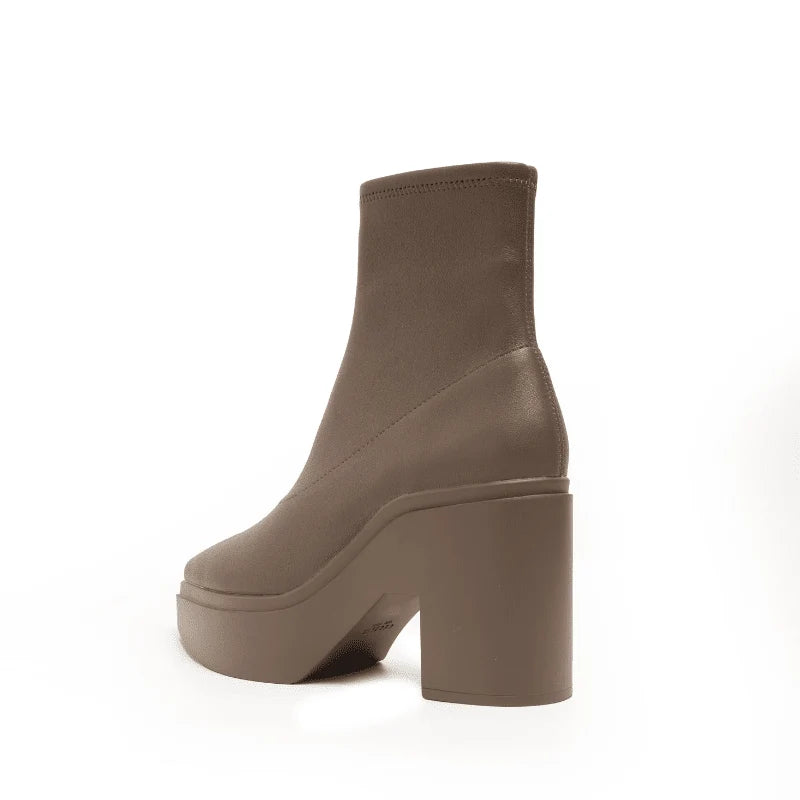Lawrence Stretch Leather Platform Bootie - Dark Taupe