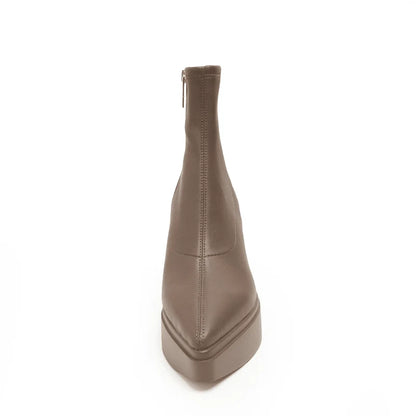 Lawrence Stretch Leather Platform Bootie - Dark Taupe
