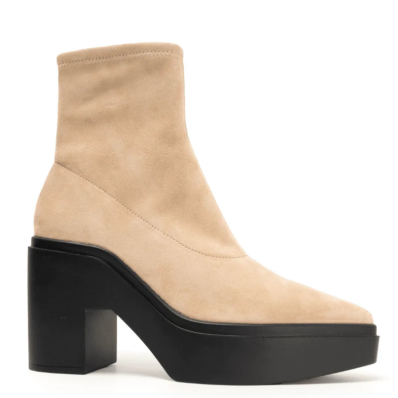 Lawrence Stretch Suede Platform Bootie - Honey