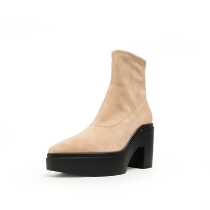 Lawrence Stretch Suede Platform Bootie - Honey