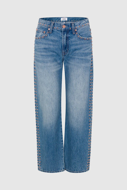 Lexi Mid Rise Bowed Straight Jean - Star Studded