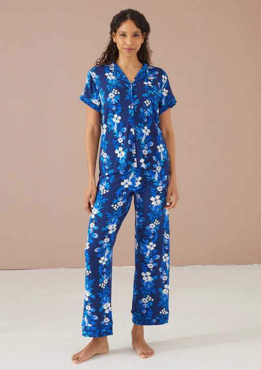 The Mary PJ Set - Navy Augusta Garden Stripe