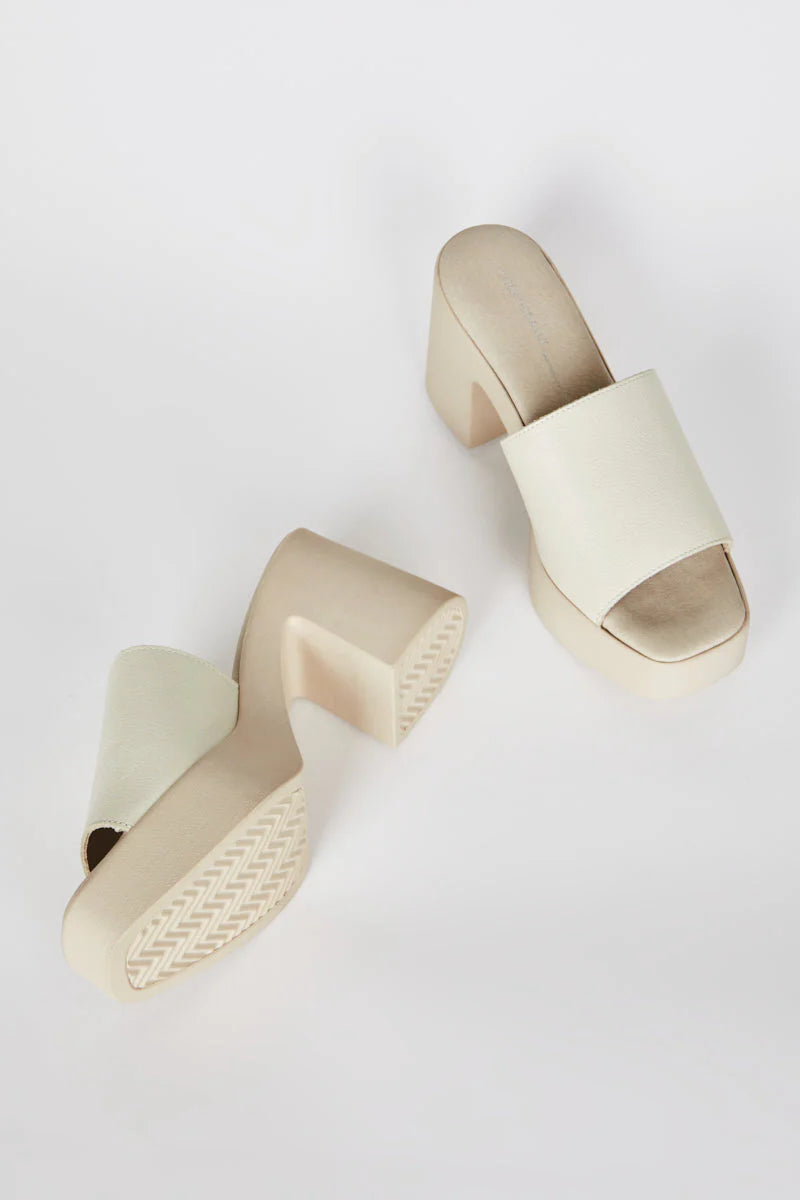 Mary Platform Heel Cream Sole Sandal - Clouds