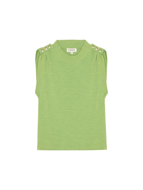 Mikka Buttoned Shoulder Tank Top - Cactus
