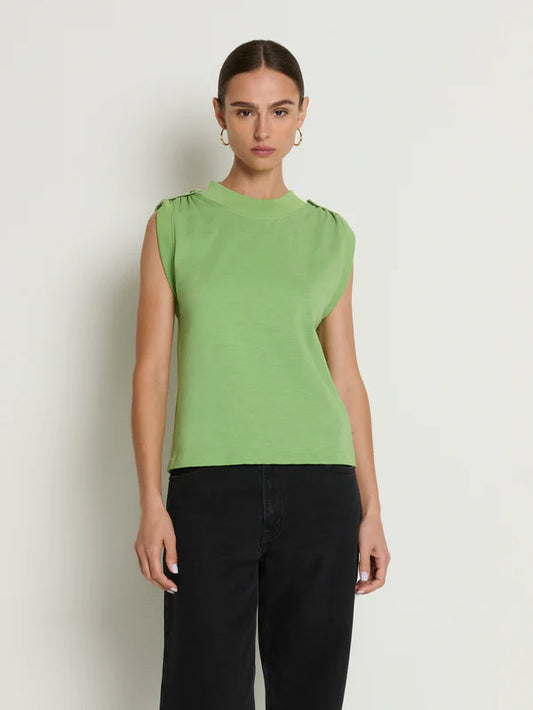 Mikka Buttoned Shoulder Tank Top - Cactus