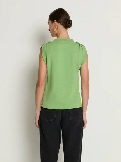 Mikka Buttoned Shoulder Tank Top - Cactus