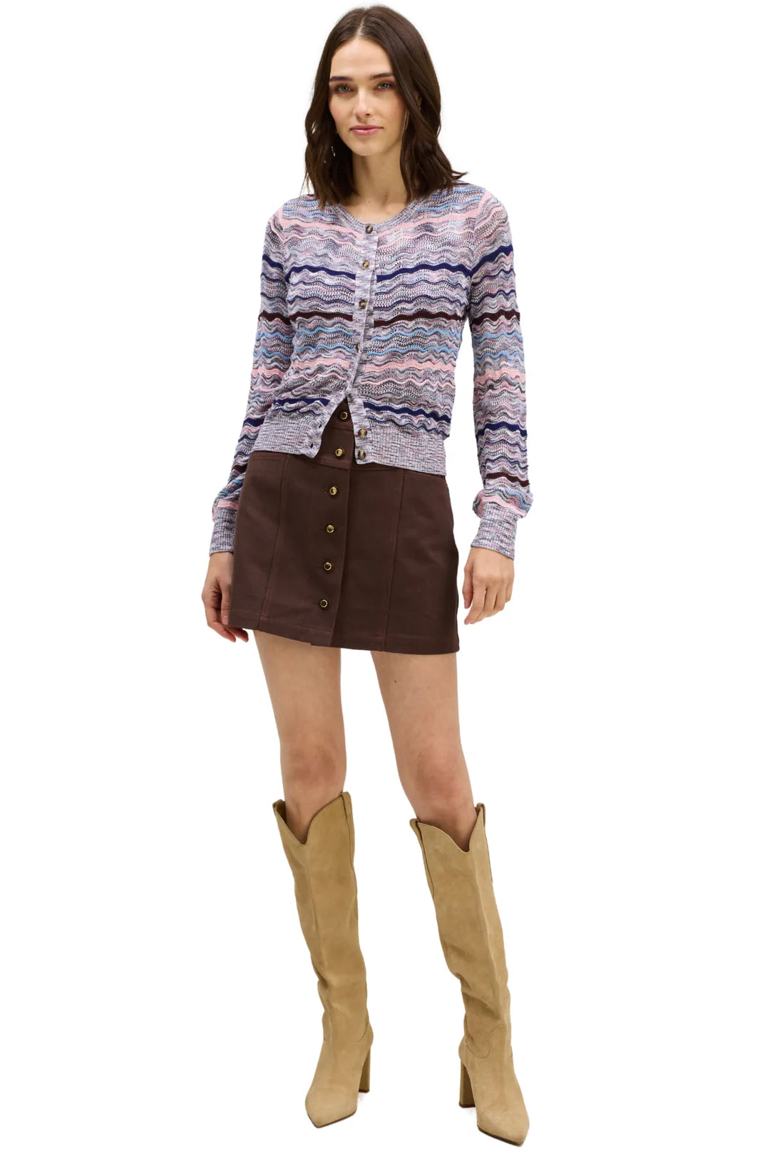 Miller Cardigan Sweater - Blue/Pink Multi