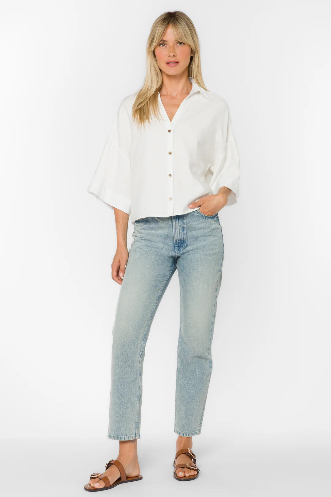 Minx Button Front Shirt - Optic White