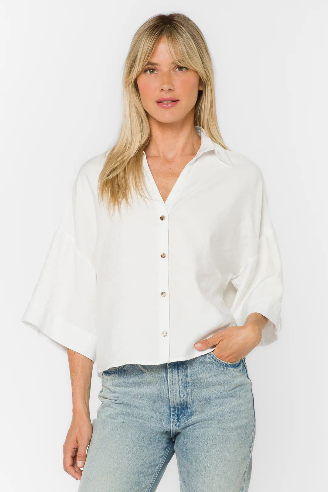 Minx Button Front Shirt - Optic White