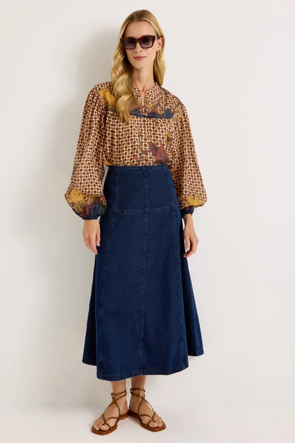 Yuko Denim Skirt - Dark Wash