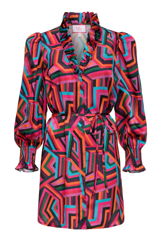 Harper Long Sleeve Dress - Greenridge Geometric