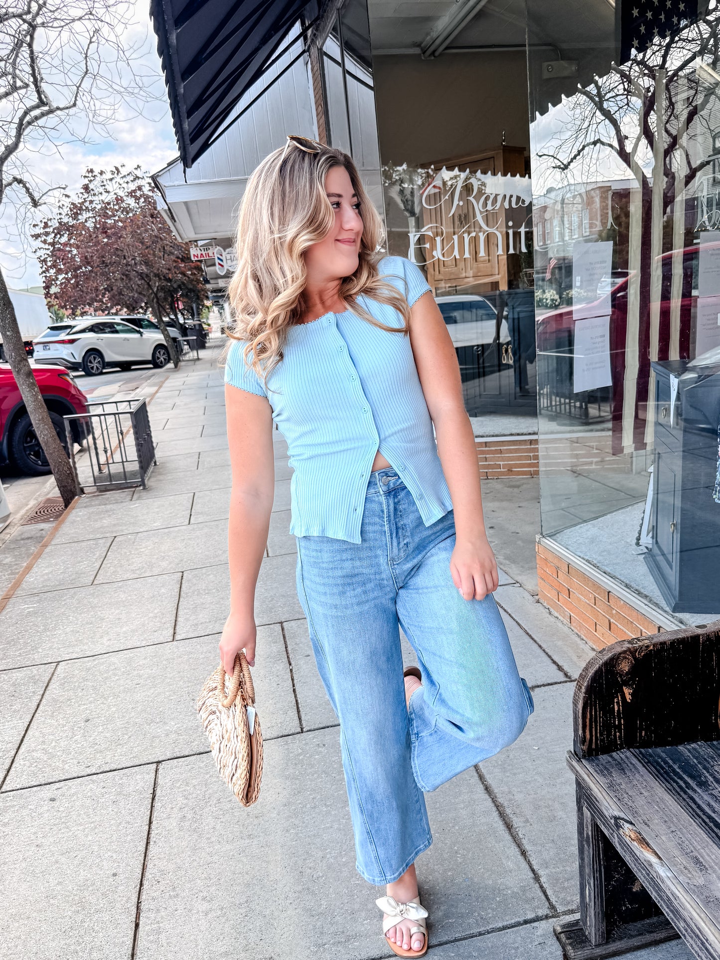 Free People Most Wanted Cardi Sweater Top - #77 Baby Blue