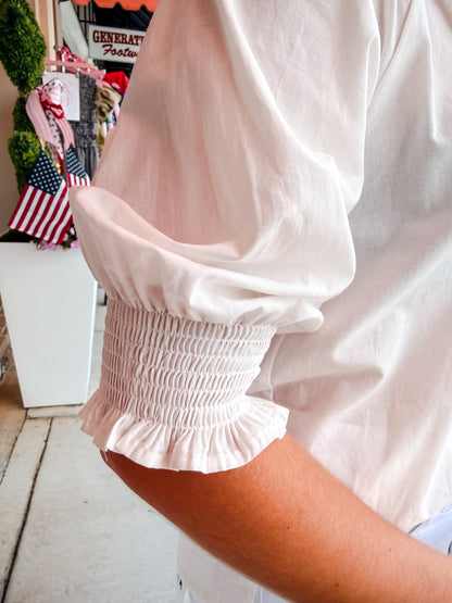 Isabelle Smock Top - White