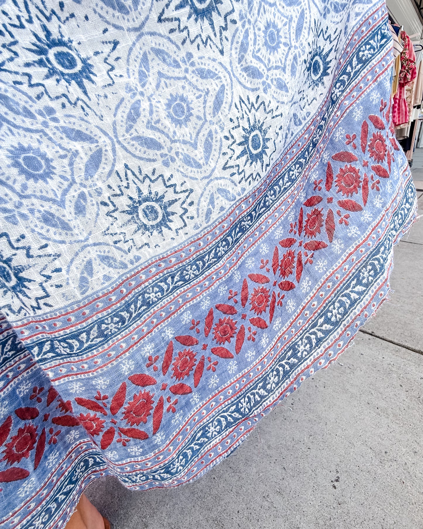 Free People Ravenna Printed Maxi Skirt/Midi Dress - Bluebird Combo