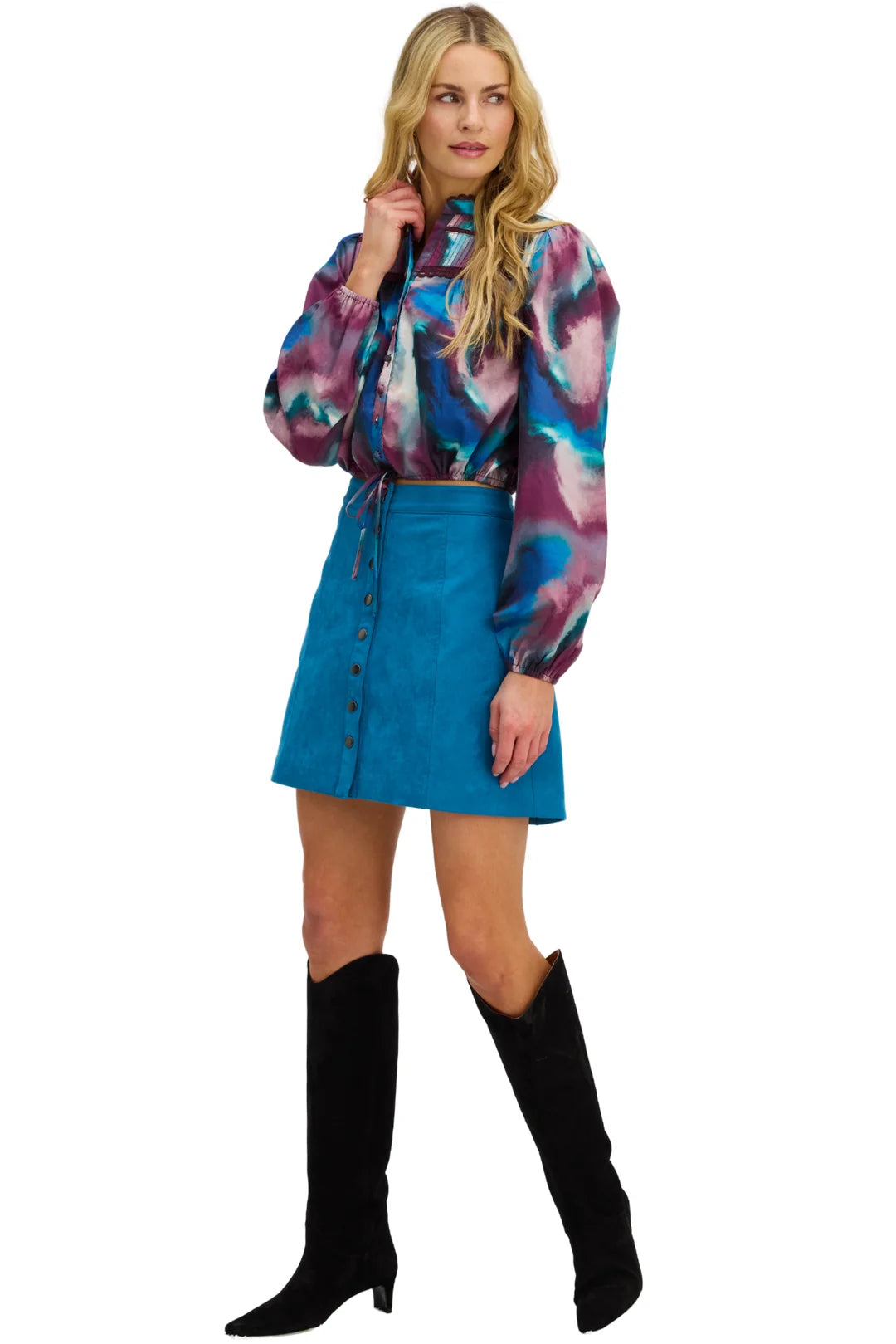 Navy Blouse - Marble Swirl