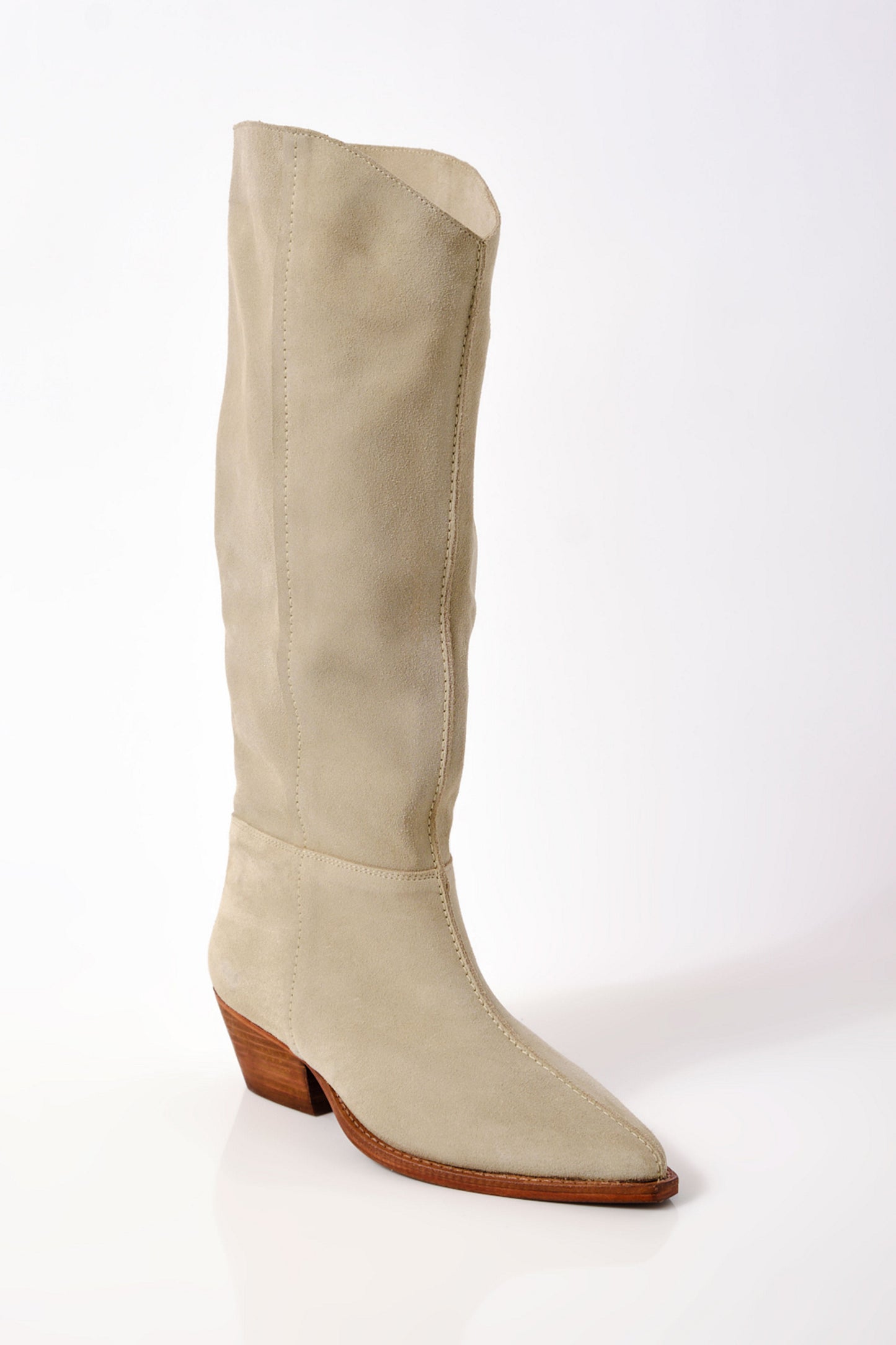 Free People Sway Low Slouch Boot - Parchment Suede