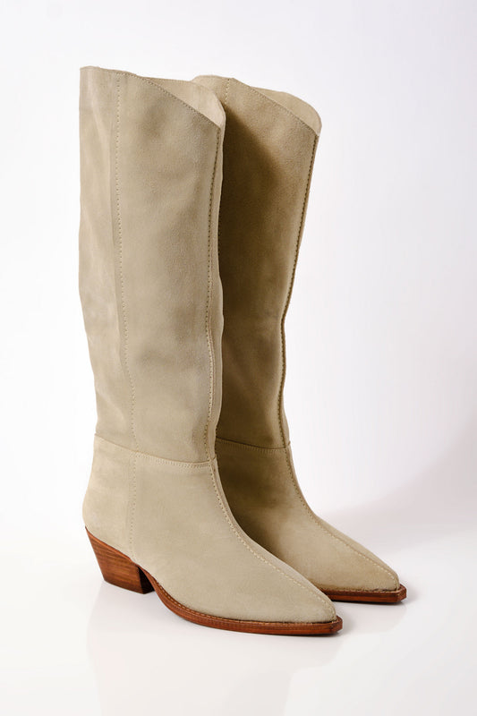 Free People Sway Low Slouch Boot - Parchment Suede