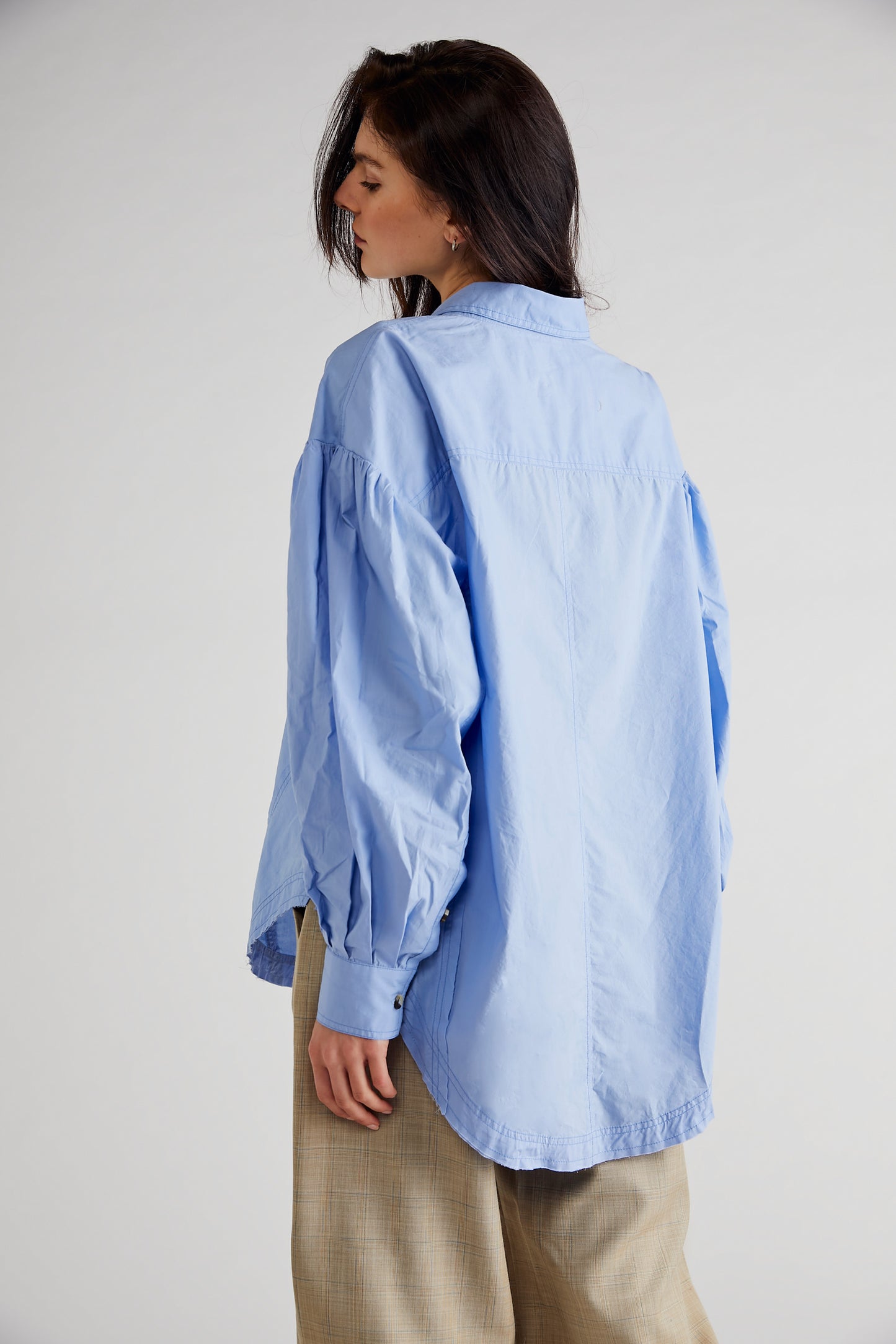 Free People Happy Hour Solid Shirt - Serene Cerulean