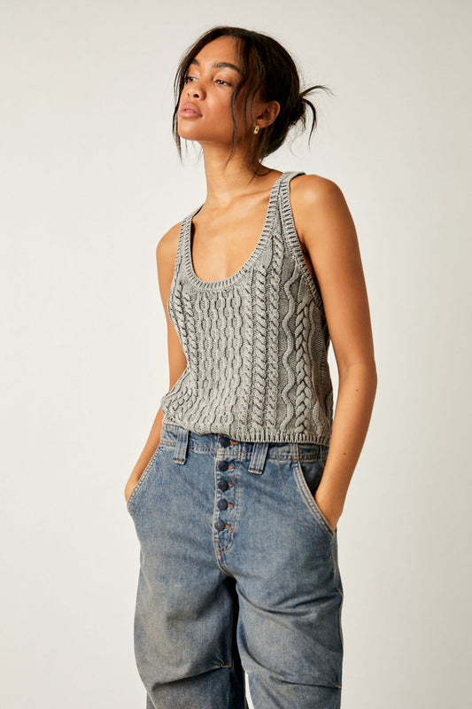 Free People High Tide Cable Tank - Black