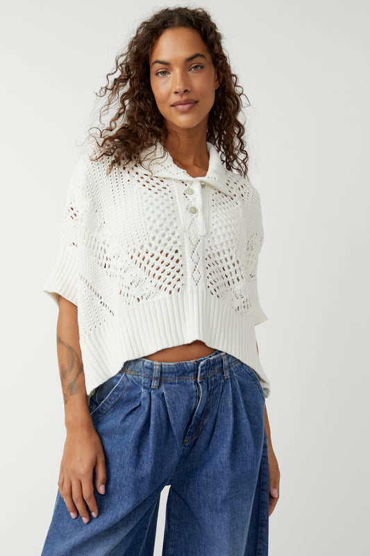 Free People To the Point Polo Shirt - Optic White