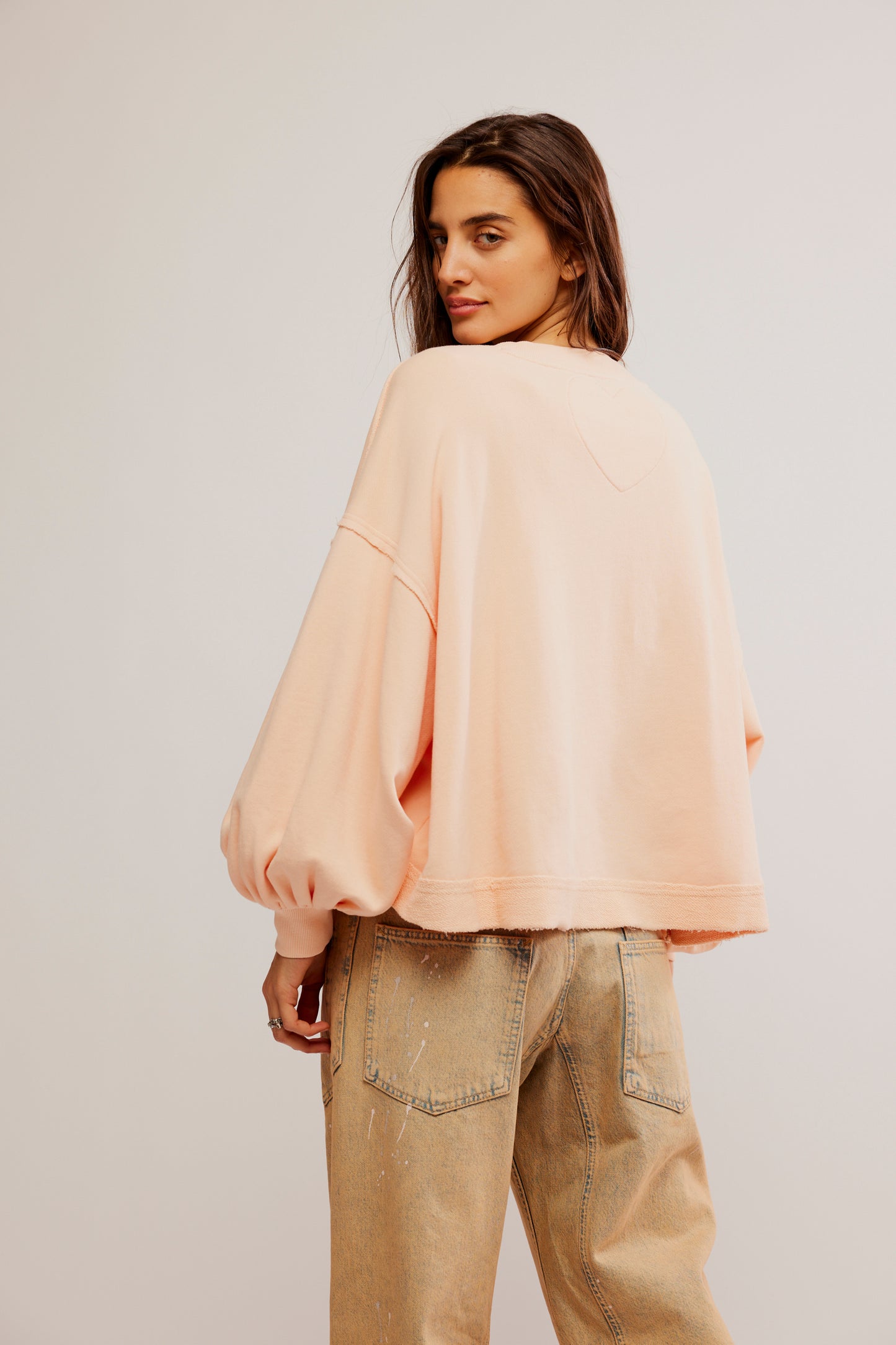 Free People Trish Sweatshirt - Summer Peach