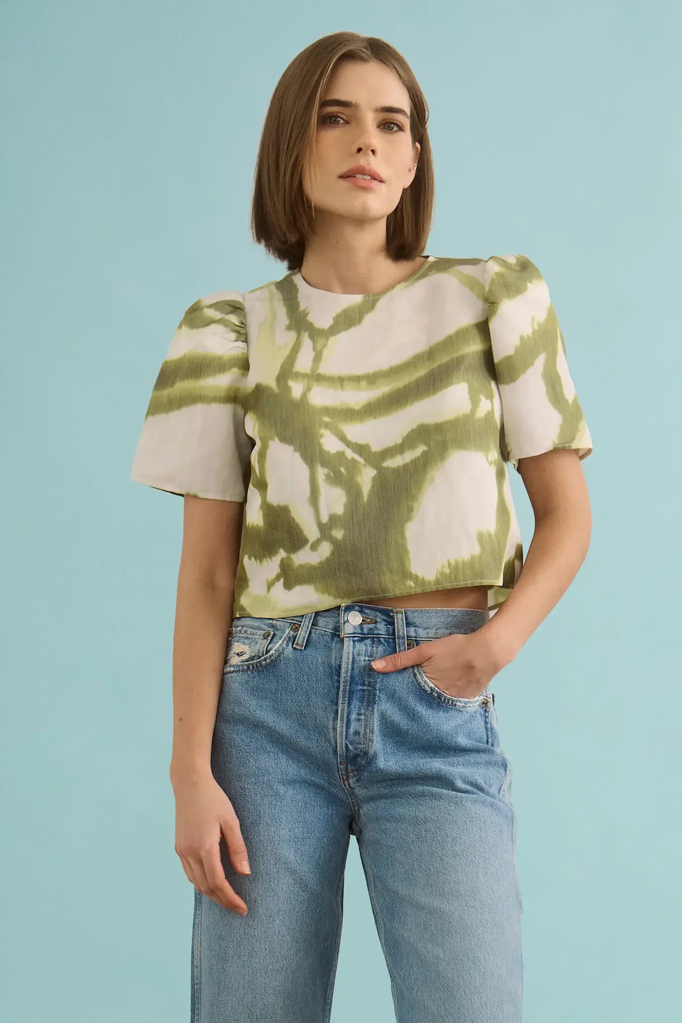 Olivia Top - Seabreeze Ikat Green