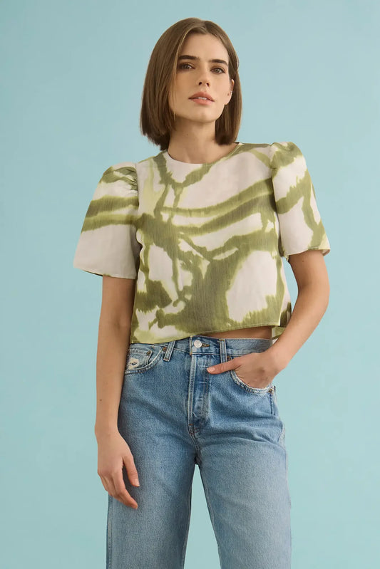 Olivia Top - Seabreeze Ikat Green