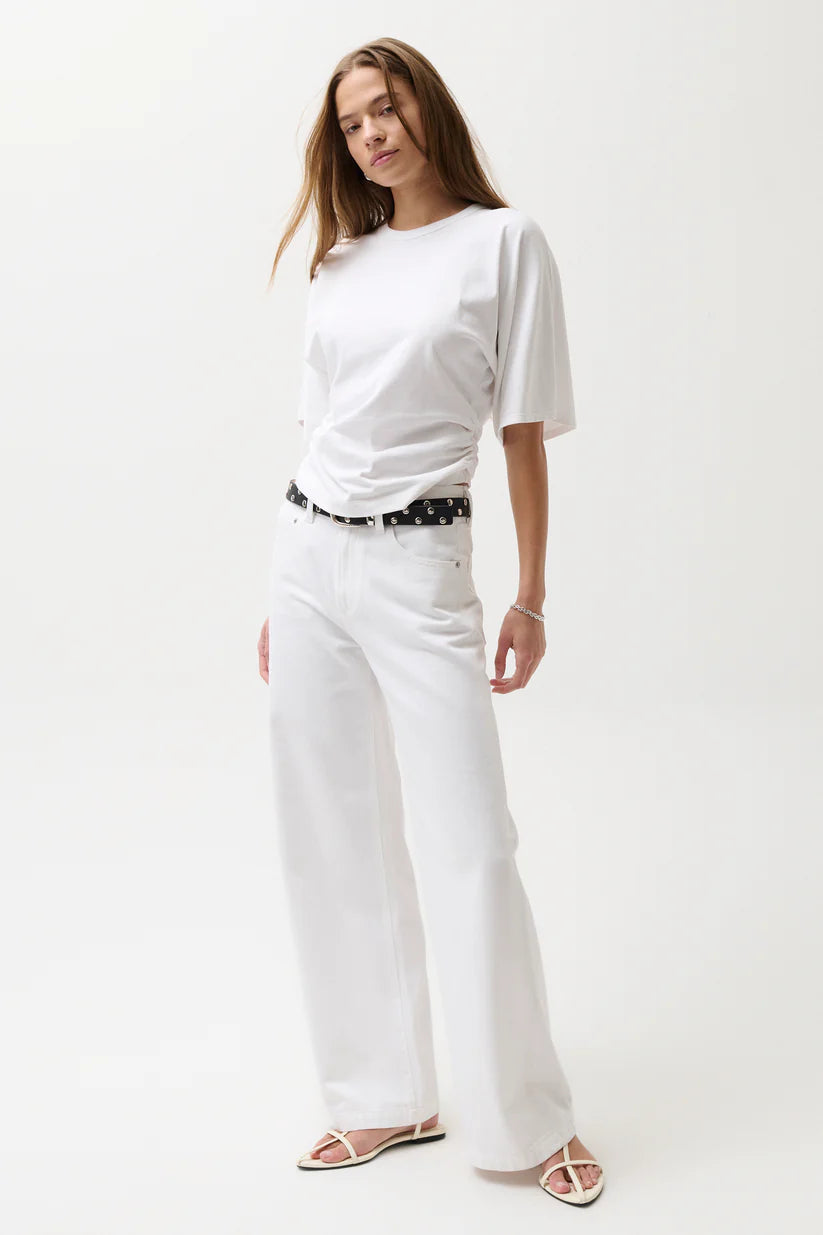Jadyn Low Slung Palazzo Jean - Vivid White