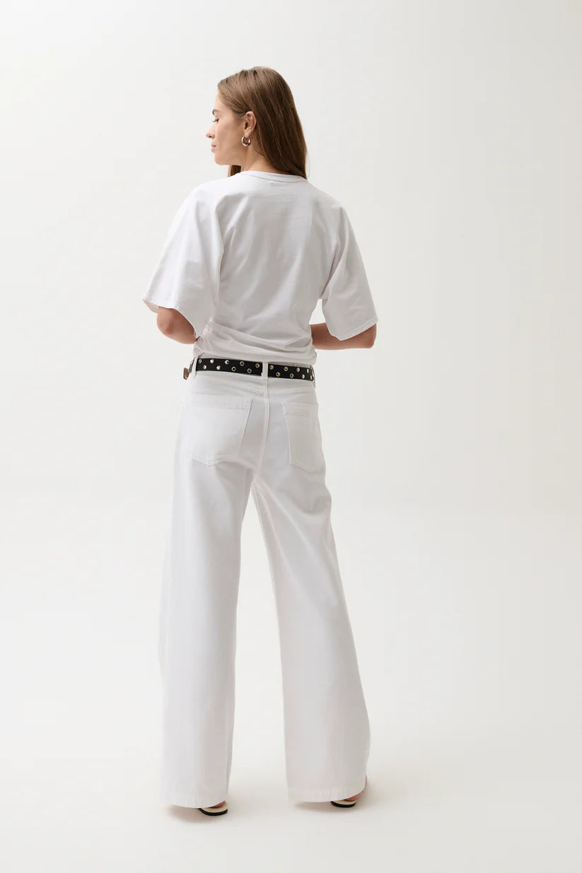 Jadyn Low Slung Palazzo Jean - Vivid White