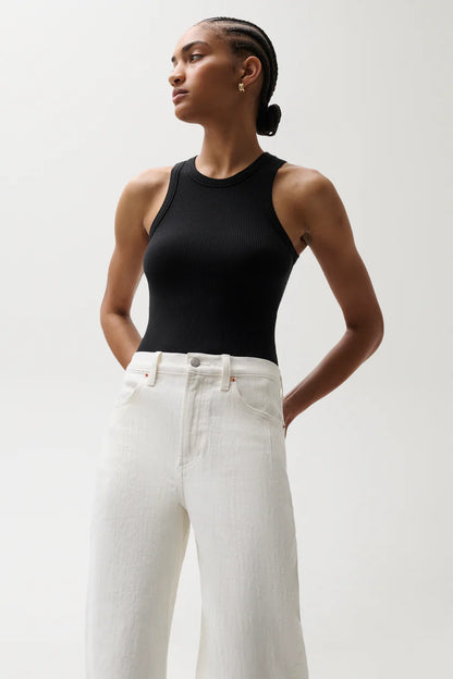 Kyra High Rise Bowed Ankle Jean - Antique White
