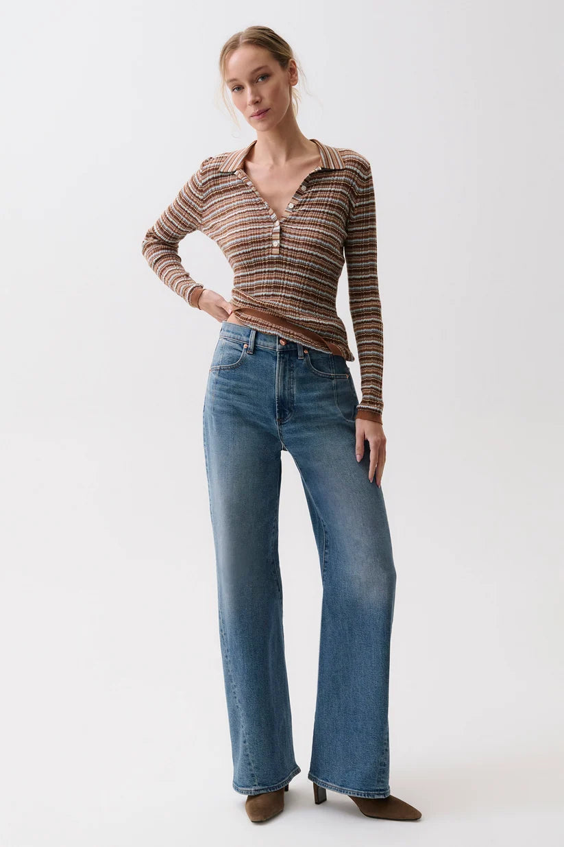 Kyra High Rise Bowed Wide Leg Jean - Eureka