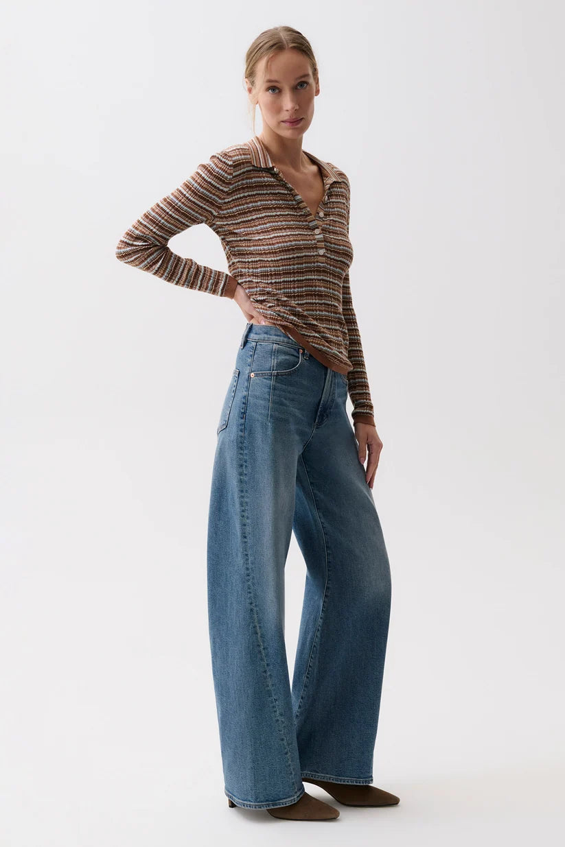 Kyra High Rise Bowed Wide Leg Jean - Eureka