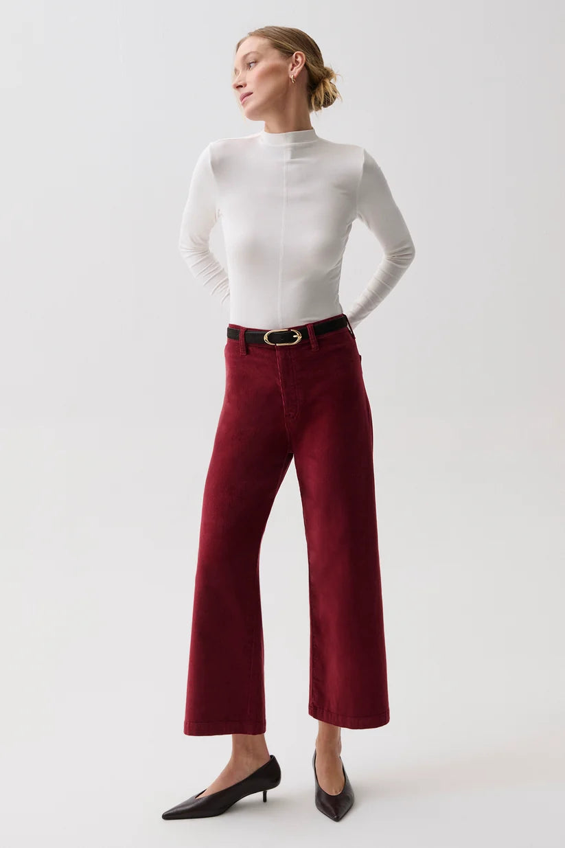 Penny Crop High Rise Wide Leg Crop Jean - Deep Crimson