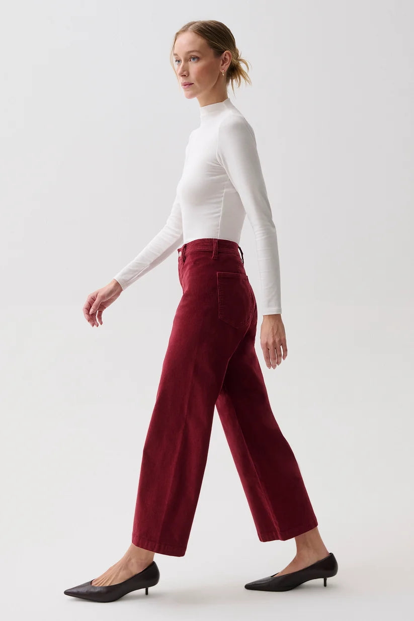 Penny Crop High Rise Wide Leg Crop Jean - Deep Crimson